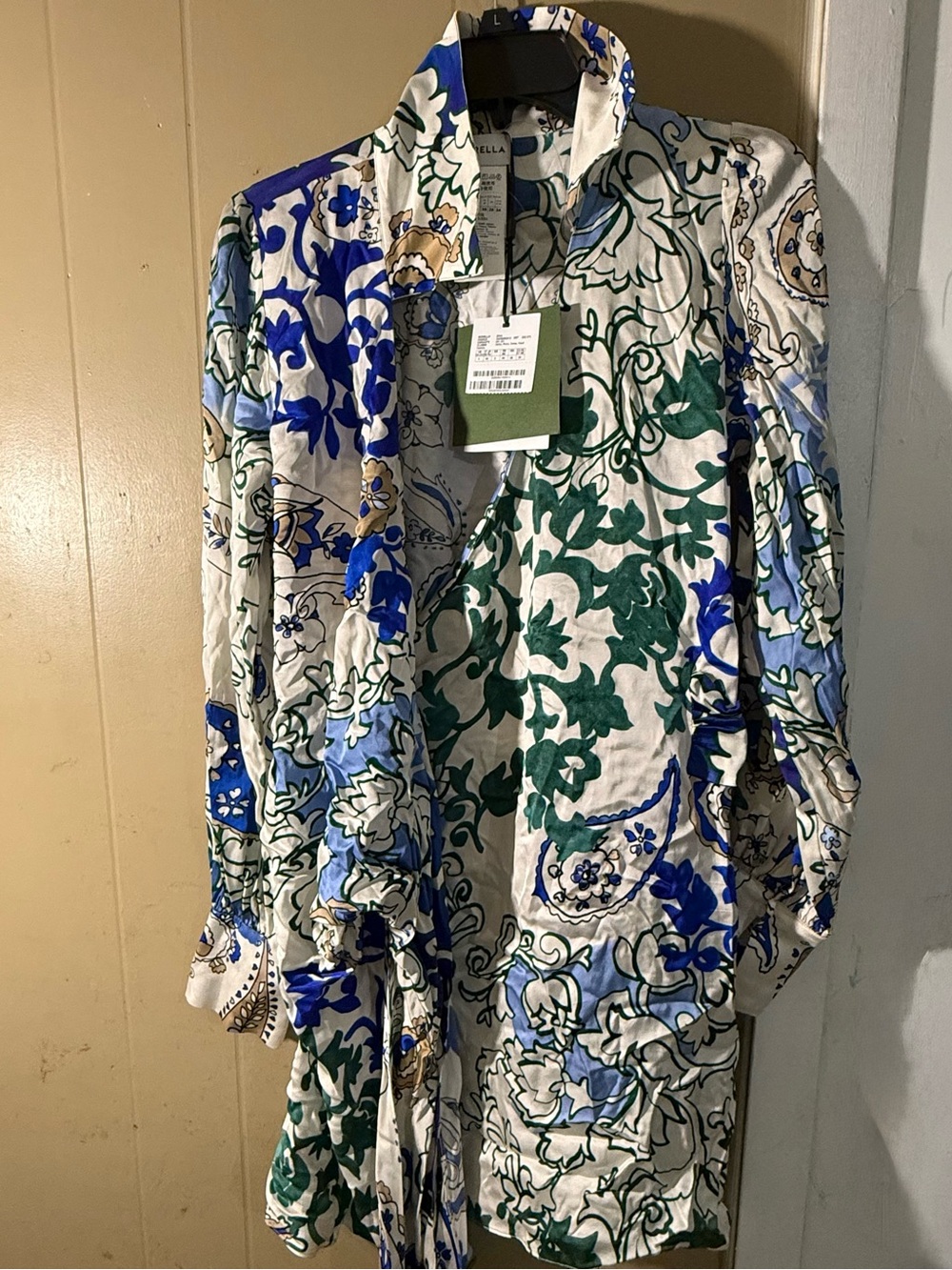 MARELLA Floral Print Dress in Blue, Green & Cream